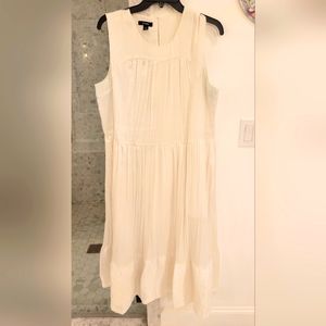 White, Crinkled, Sleeveless Midi Dress